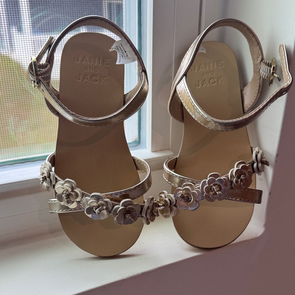 Janie and Jack Gold Floral Sandals